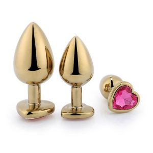 Plug Anal de Coração em Aço - Dourado - Tamanho G