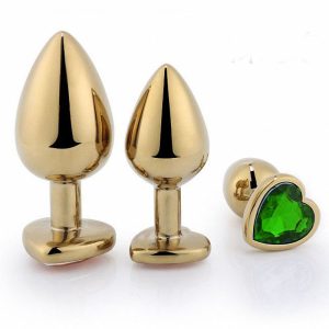 Plug Anal de Coração em Aço - Dourado - Tamanho G
