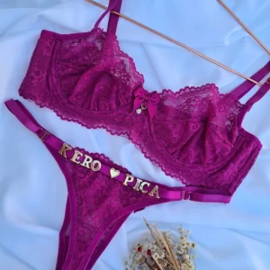 Conjunto Personalizável Renda Fúcsia