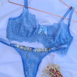 Conjunto Personalizável Renda Azul Claro