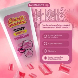 GEL LUBRIFICANTE BEIJÁVEL SABOR BUBBALOO 60G-CHICLÉ MANIA