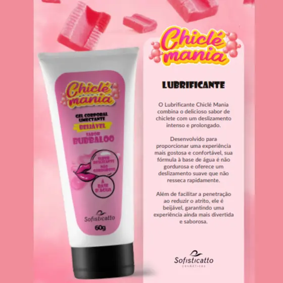 GEL LUBRIFICANTE BEIJÁVEL SABOR BUBBALOO 60G-CHICLÉ MANIA - Imagem 2