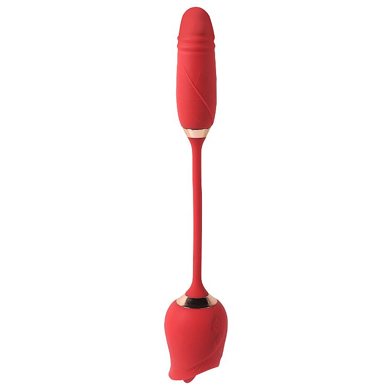 Vibrador de Ponto G e Clitóris com Língua / Vai e vem - Formato de Rosa - Flowery Plus - Imagem 3