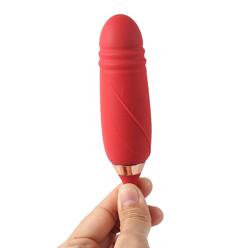 Vibrador de Ponto G e Clitóris com Língua / Vai e vem - Formato de Rosa - Flowery Plus - Imagem 4