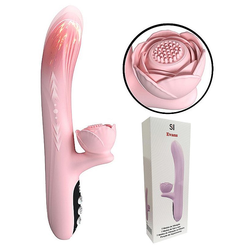 Vibrador de Ponto G e Clitóris com Flor e Aquecimento